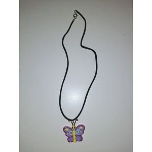 Butterfly charm necklace purple blue yellow gift collect emoji girly lucky